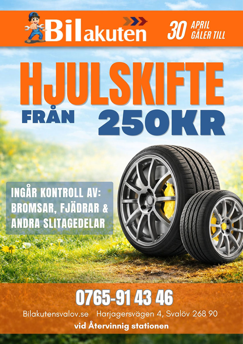 Hjulskifte erbjudande hos Bilakuten Svalöv